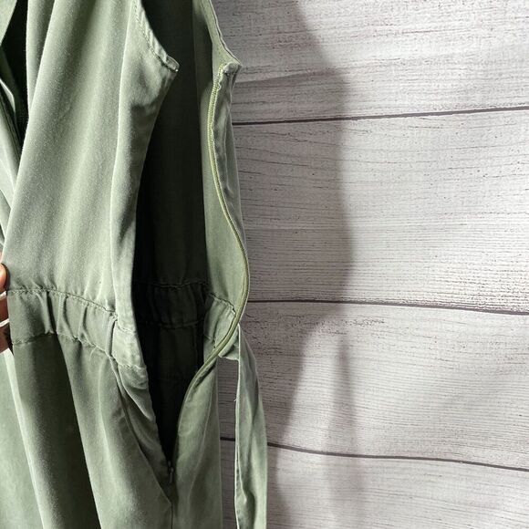 Banana Replublic Jumpsuit 100% Lyocell Sage Green Side Zipper women's sz 14 FLAW - Picture 6 of 12